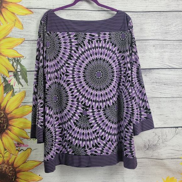Cato Purple and Black Tunic Blouse Size 26/26W - Picture 8 of 8